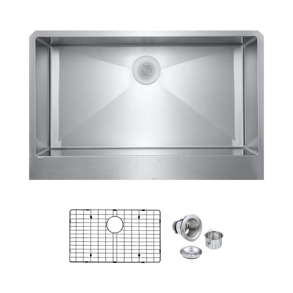 Bryn 16-Gauge Stainless Steel 33 in. Single Bowl Farmhouse Apron Kitchen Sink with Bottom Grid and Drain -  PELHAM & WHITE, PWS230