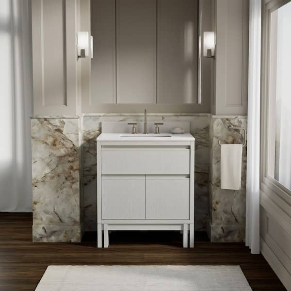 Solive 31 In. Gossamer White Bath Vanity with Quartz Top