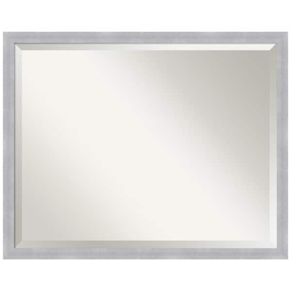 Grace 30 in. x 24 in. Modern Rectangle Framed Brushed Nickel Narrow Bathroom Vanity Mirror