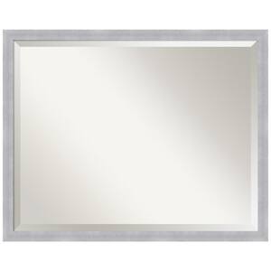 Grace 29.88 in. x 23.88 in. Modern Rectangle Framed Brushed Nickel Narrow Bathroom Vanity Mirror
