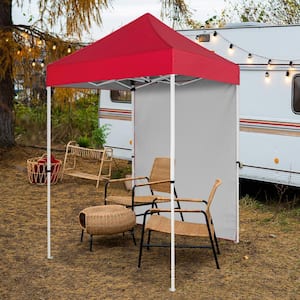5 ft. x 5 ft. Red Pop Up Canopy Tent with Carry Bag, Removable Sidewall and Mesh Pocket, Instant Shelter Tent