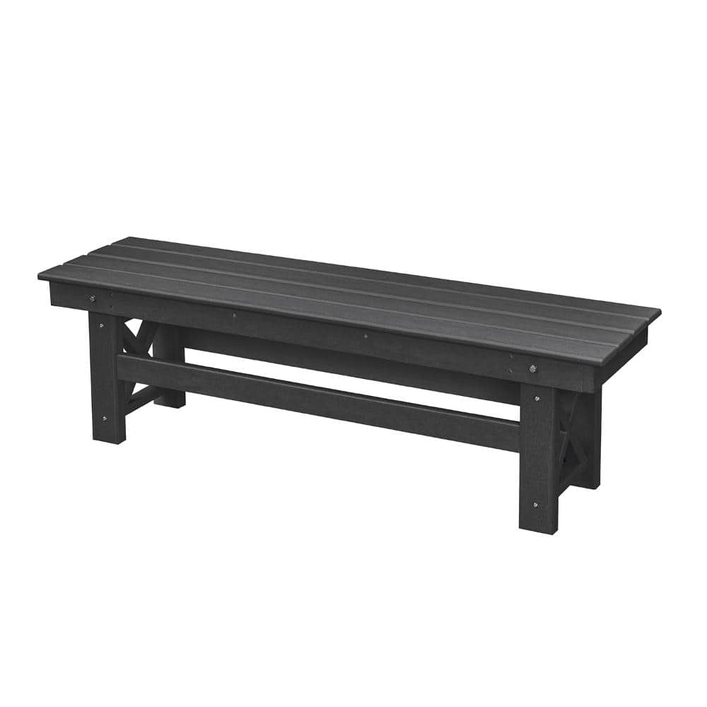 "All-Weather Heavy Duty HDPE Patio Outdoor Bench, 55"" Poly Lumber Adirondack Benches, Black" price history on PriceWatchPro