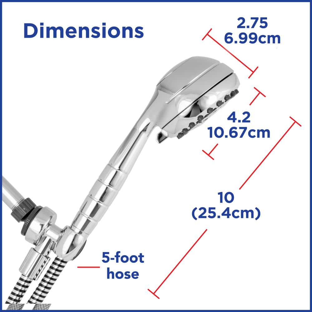 Chrome Handheld Wall Mounted Shower Head with Pulse Massage