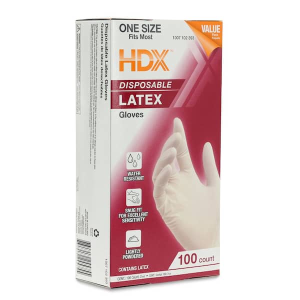 White 3 mil One Size Fits Most Disposable Latex Gloves (100-Count)