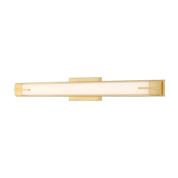 Unbranded Chase 33 in. 1-Light Modern Gold LED Vanity with Gloss Opal Shade