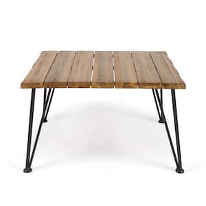 Wood Color Square Teak 18 in Height Outdoor Coffee Table
