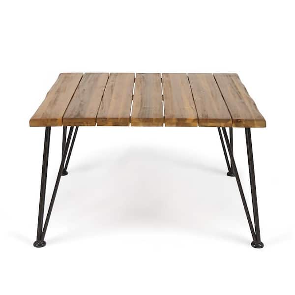 AULEDIO Wood Color Square Teak 18 in Height Outdoor Coffee Table