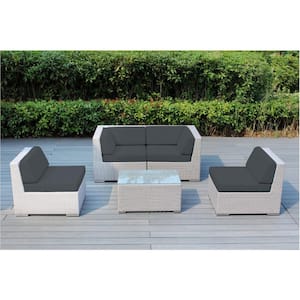 Ohana Gray 5-Piece Wicker Patio Seating Set with Supercrylic Gray Cushions