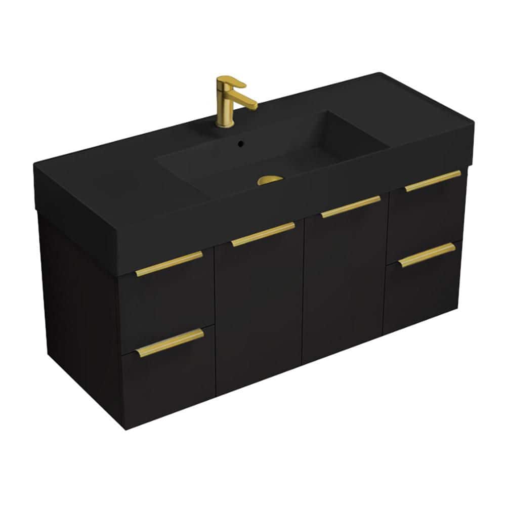 Derin 47.6 in. Modern Freestanding Bath Vanity in Matte Black with Matte Black Ceramic Top price history on PriceWatchPro