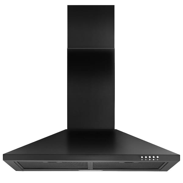 30 in. 450 CFM Stainless Steel Kitchen Wall Mount Range Hood with LED Lights and Filters, Black