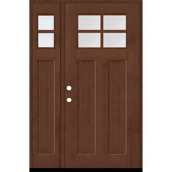 Steves & Sons Regency 53 in. x 80 in. LHOS 4L-1/4Toplite Clear Glass Chestnut Stain Fir Grain Fiberglass Prehung Front Door w/14in. SL