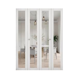 60 in. x 80 in. 1-Lite Mirrored Glass and Solid Core White Finished Close Bi-Fold Door with Hardware