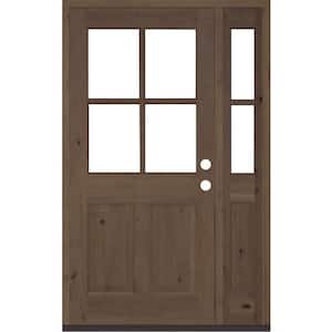 50 in. x 80 in. Alder Left-Hand/Inswing 4-Lite Clear Glass Provincial Stain Wood Prehung Front Door/Right Sidelite