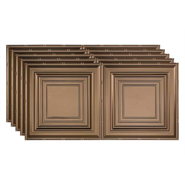 Fasade Traditional #3 2 ft. x 4 ft. Glue Up Vinyl Ceiling Tile in Argent Bronze (40 sq. ft.)