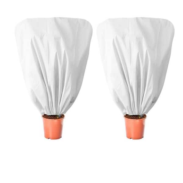 Spring Flower Protector .N/A 39.3 in. White Non-Woven Fabric Plant Cover Frost Protection with ...