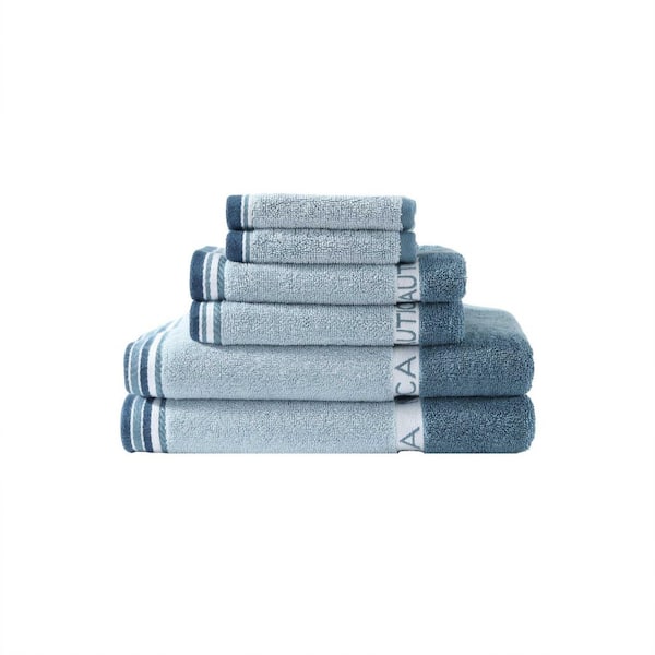 Belle Castle 6-Piece Blue Bell/Denim/Indigo Stripe Terry Cotton Bath Towel Set