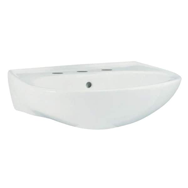 STERLING Sacramento 9 in. Wall-Hung Vitreous China Pedestal Sink Basin in White with Overflow Drain