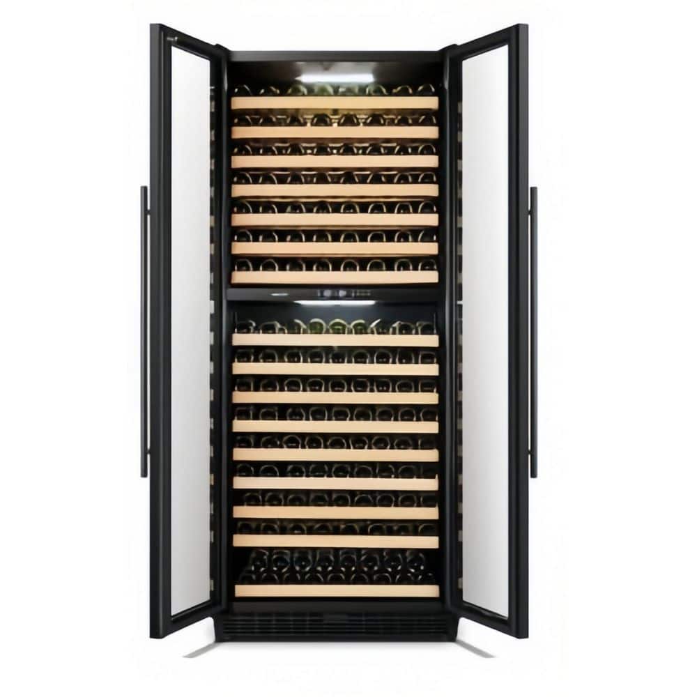 Cooler Depot NSF Dual Zone 255-Bottle Wine Cooler in Black Stainless Steel Finish
