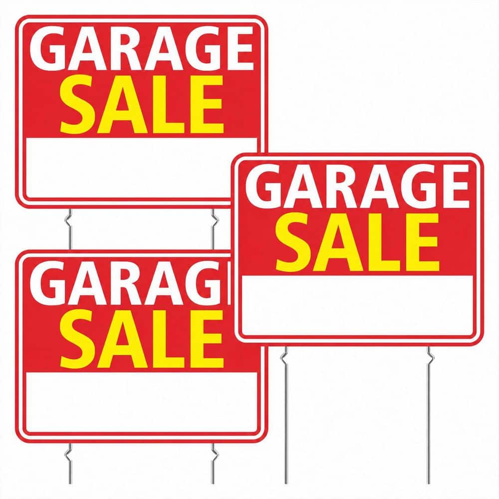 3 Pack Double Sided Corrugated Plastic Yard Sale Signs High Visibility Red White Yellow Weatherproof with Stakes price history on PriceWatchPro