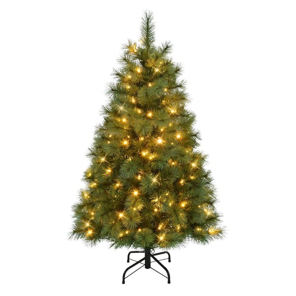 4.5 ft. Pre-Lit Wyoming Pine Artificial Christmas Tree with Multi-Function LED Lights
