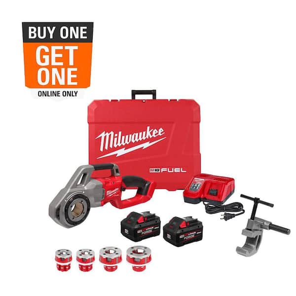 M18 FUEL One-Key Cordless Brushless Compact Pipe Threader Kit W/(2) 8.0Ah Batteries, 1/2 in. - 1-1/4 in. Aluminum Dies