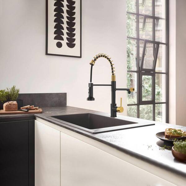 Black Kitchen Sink Pull Out Faucet 3 Way Swivel Pure Drinking Filter Water  Taps