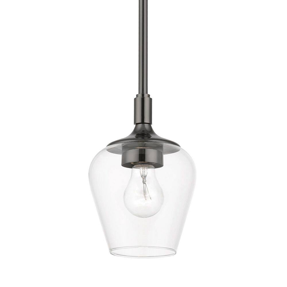 Willow Transitional 1-Light Pendant in Black Chrome with Clear Glass