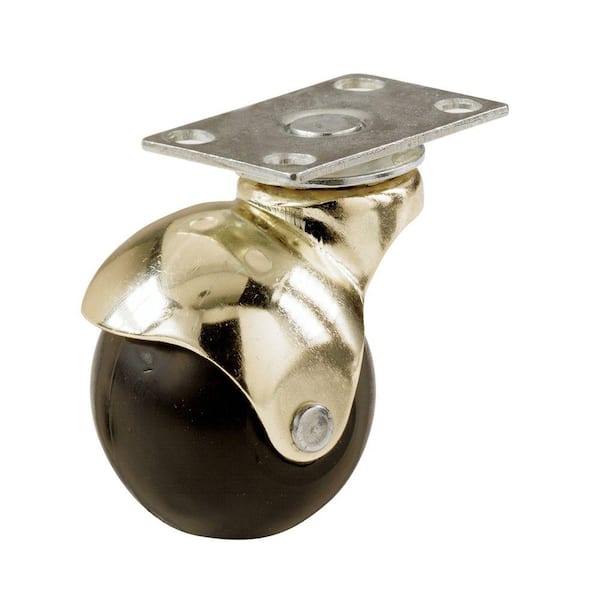 Shepherd 2 in. Black Rubber and Brass Hooded Ball Swivel Plate Caster with 80 lb. Load Rating