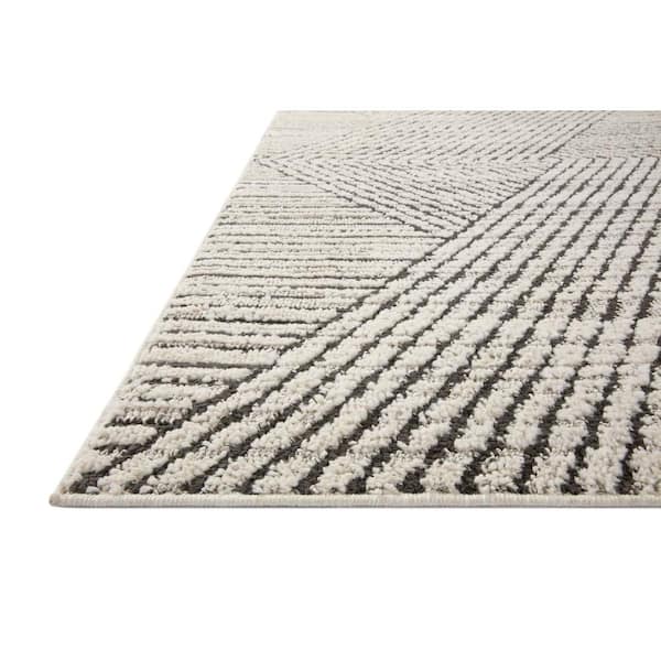 Fabian Charcoal/White 5 ft. 3 in.  x 7 ft. 6 in. Geometric Moroccan Area Rug