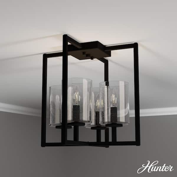 Hunter Kerrison 14.5 in. 4-Light Natural Iron Semi- Flush Mount