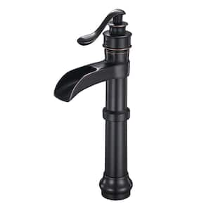 Waterfall Single Hole Single-Handle Vessel Bathroom Faucet With Supply Line in Oil Rubbed Bronze