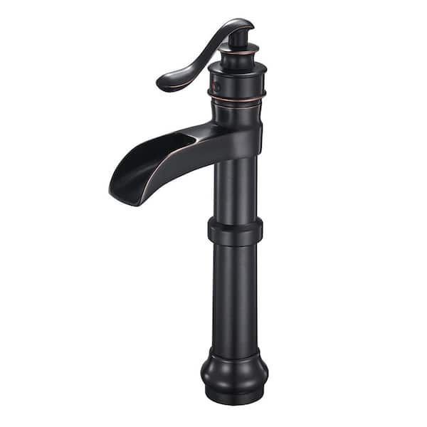 Dimakai Waterfall Single Hole Single-Handle Vessel Bathroom Faucet With Supply Line in Oil Rubbed Bronze