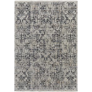 Ivory Gray and Taupe 2 ft. x 3 ft. Abstract Area Rug