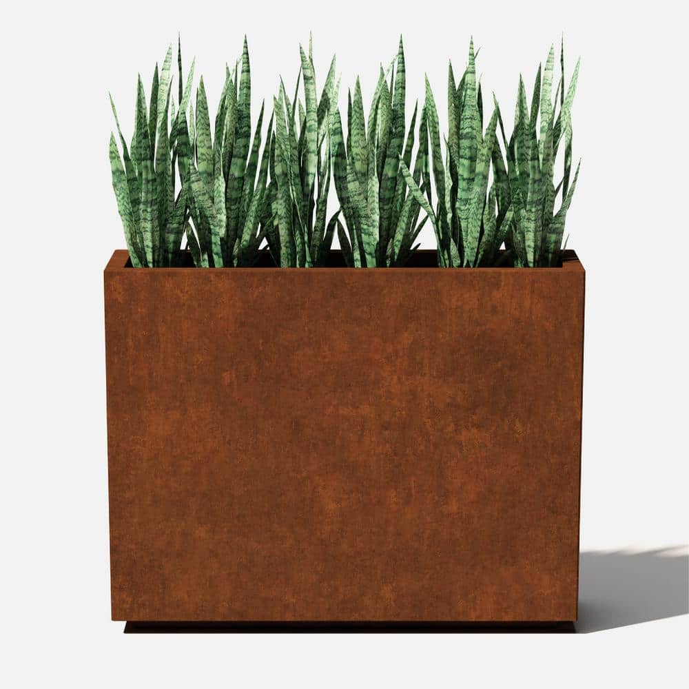 Rustic Corten Steel Tall Rectangular Planter