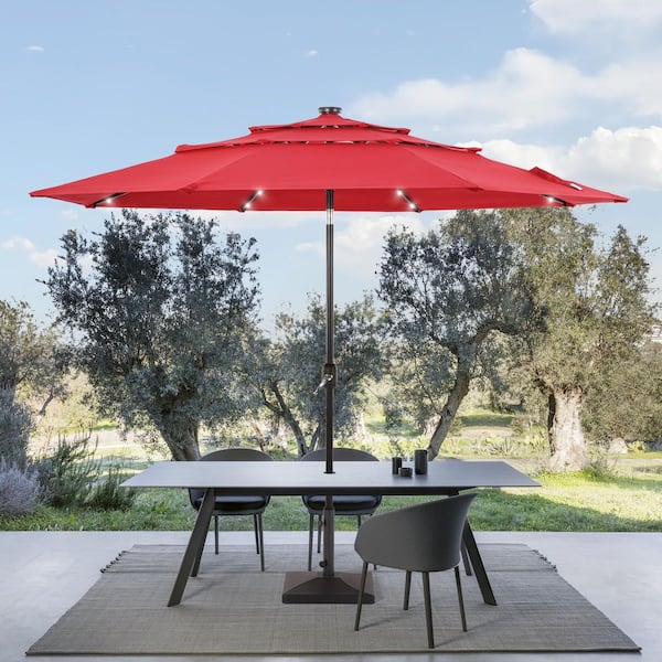 chili red patio umbrella LAUSAINT HOME 12 FT Updated Outdoor Cantilever Umbrella, Offset Cantil  Lausaint Home and functionality Hampton Bay 11 ft. Cantilever