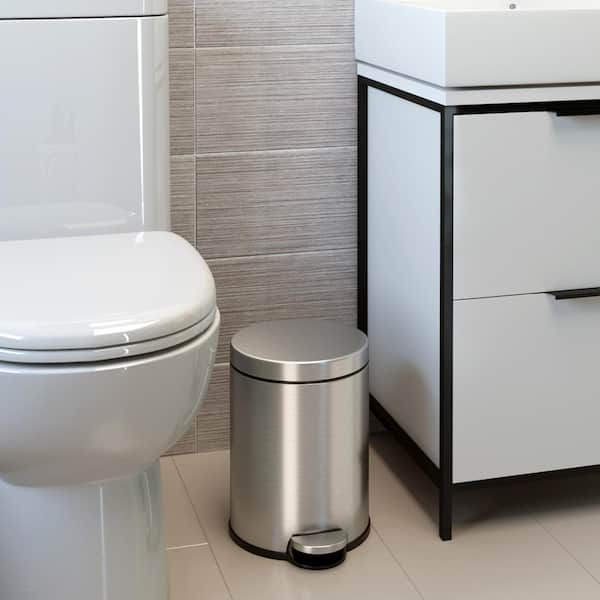 iTouchless Soft Step 5 Gal. Semi-Round Stainless Steel Step Trash Can with  Odor Control System and Inner Bin for Bathroom, Kitchen IP05DSS - The Home  Depot