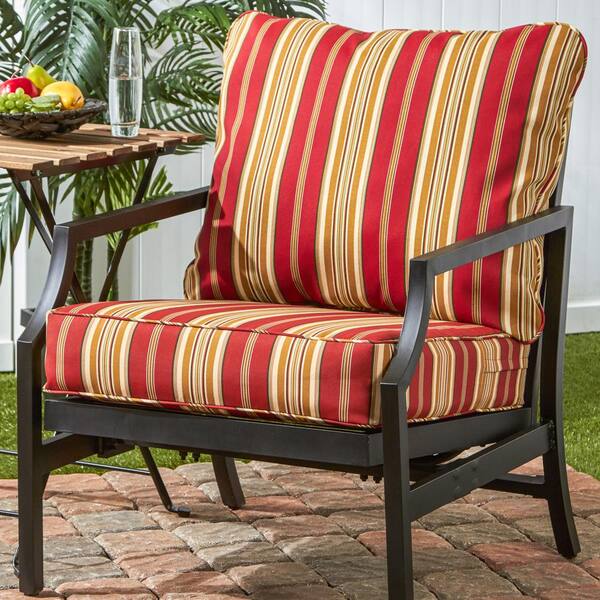 Rohando Stripe Outdoor/Indoor 2-Piece Deep Seat Cushion Set for Patio Furniture, Natural Grey Latitude Run Fabric: Gray