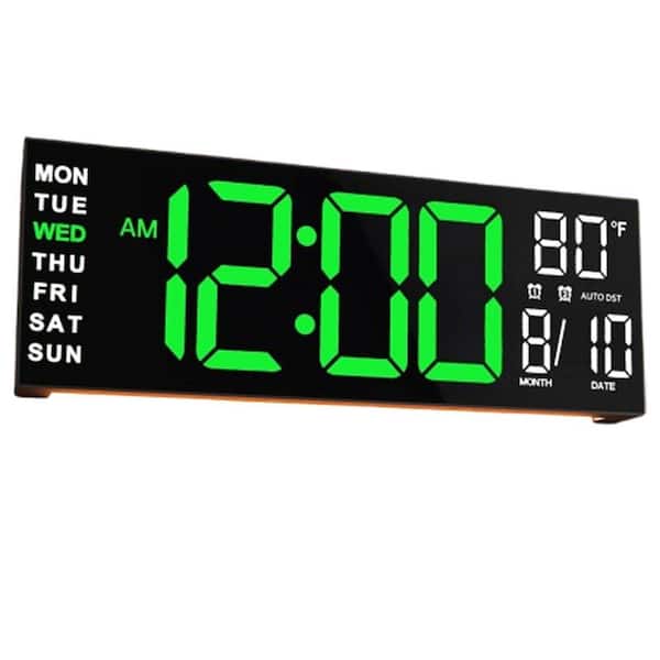 Unbranded 15.35" Large Digital Plastic Wall Clock, Green White