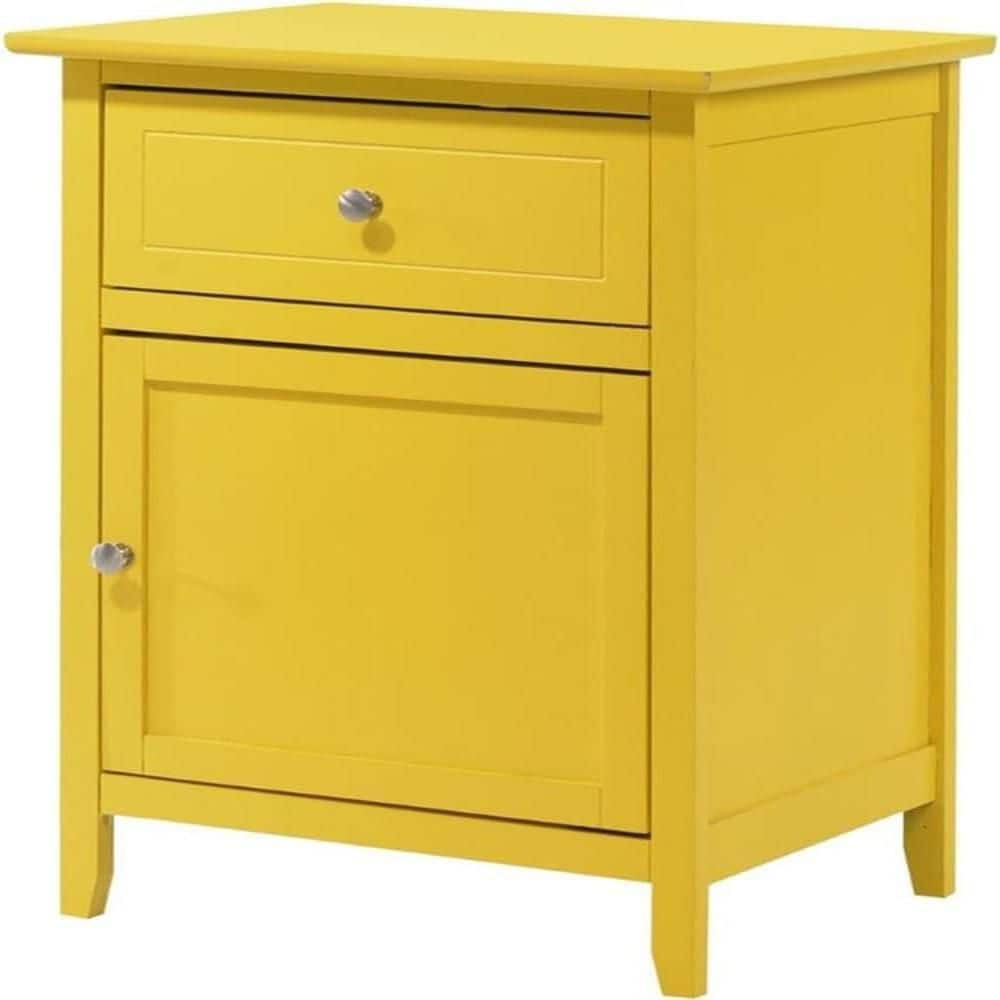 Yellow Finish, 1 Drawer Nightstand