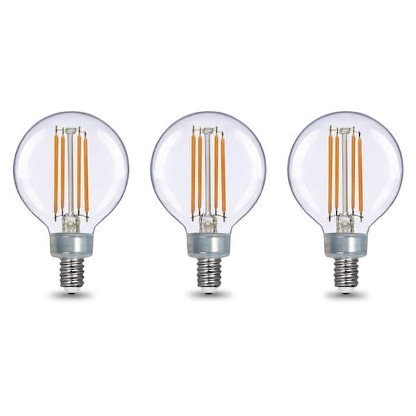EcoSmart 60-Watt Equivalent G16.5 Dimmable ENERGY STAR CEC Filament LED Light Bulb Bright White (3-Pack)