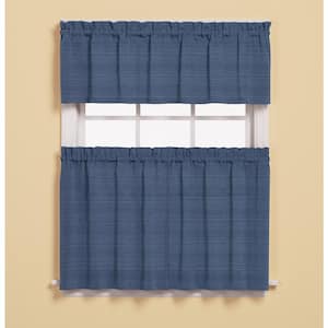 Semi-Opaque Austin 36 in. L Polyester/Cotton Tier Curtain in Denim (2-Pack)
