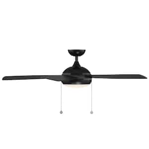 Disc II 52 in. Integrated LED Indoor Matte Black Ceiling Fan with 3000K Dimmable LED Light Kit