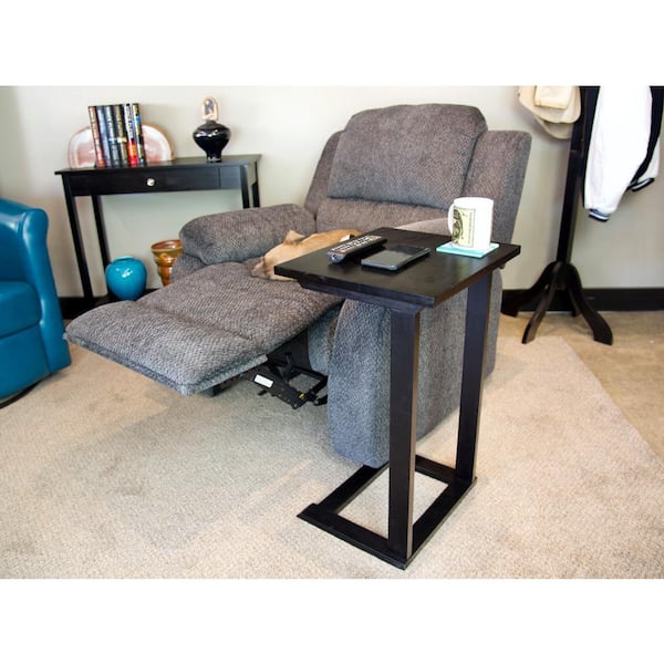 Unbranded 16 in. Black 25.5 in. Solid Acacia Wood C Table