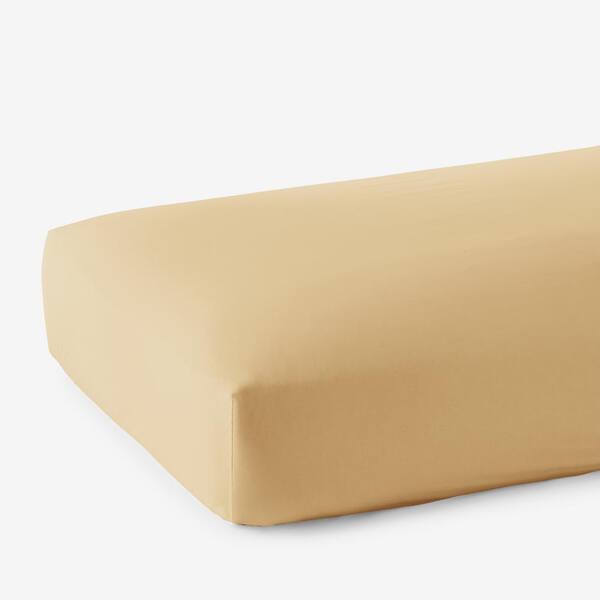 The Company Store Legends Hotel Supima Cornsilk Solid 450-Thread Count Sateen Queen Deep Pocket Fitted Sheet