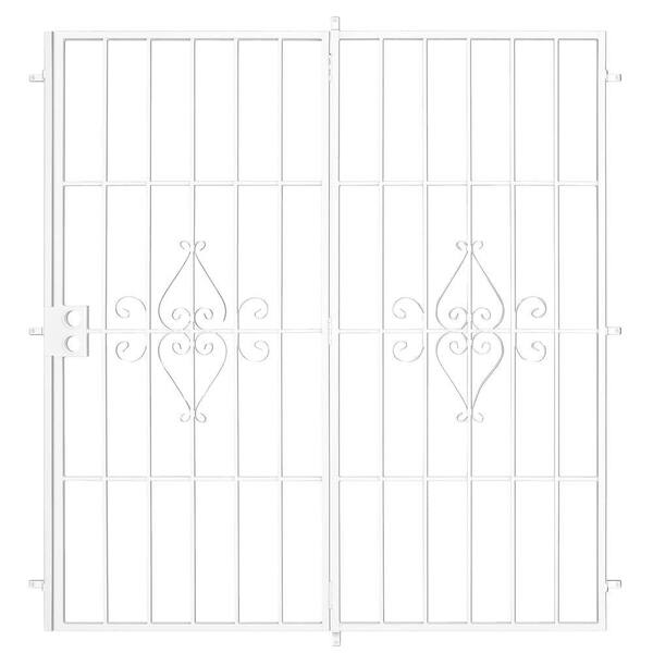 Unique Home Designs 96 in. x 80 in. Su Casa White Projection Mount Outswing Steel Patio Security Door with No Screen