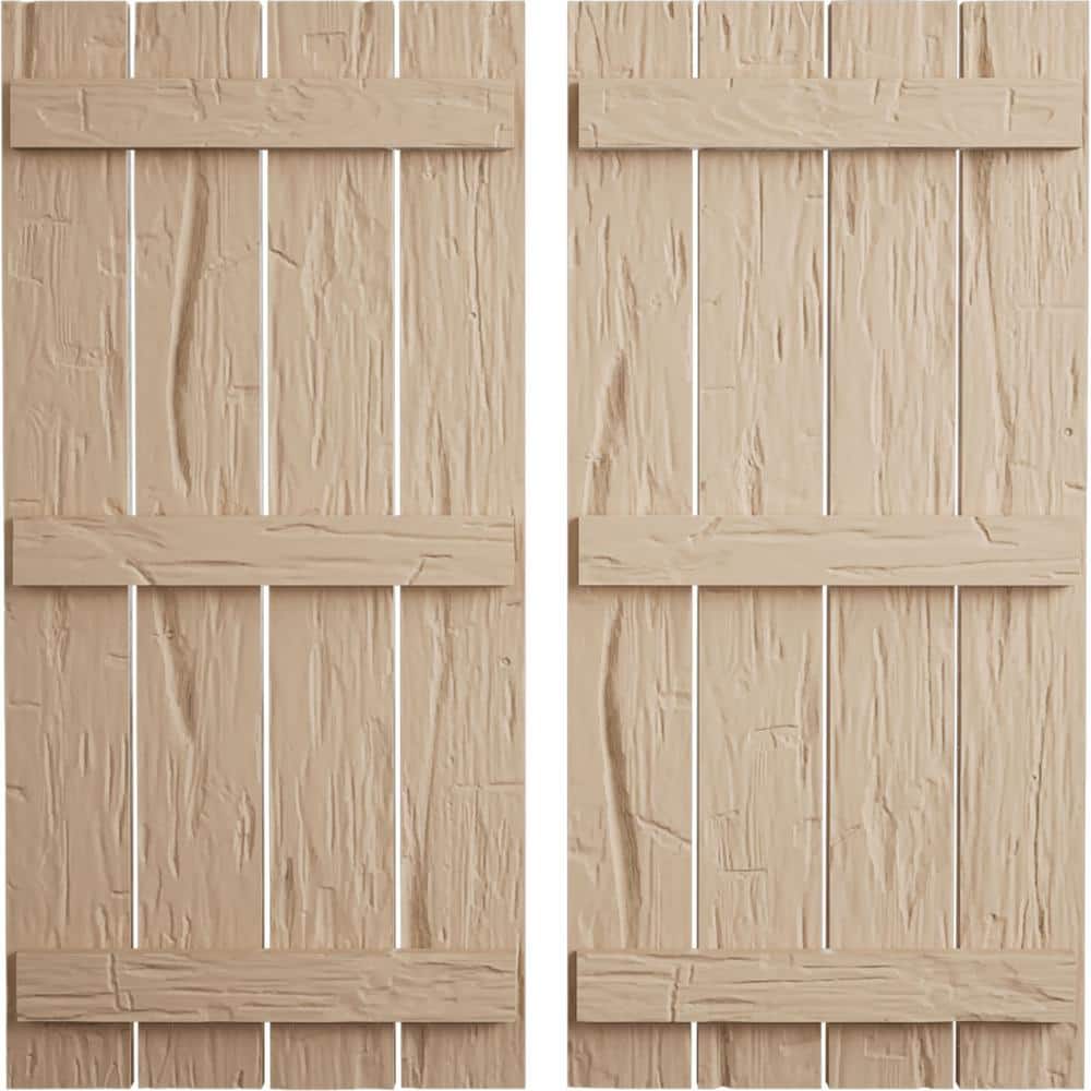 23.5 in. x 60 in. Timberthane Polyurethane 4-Board Spaced Board-n-Batten Hand Hewn Faux Wood Shutters Pair price history on PriceWatchPro