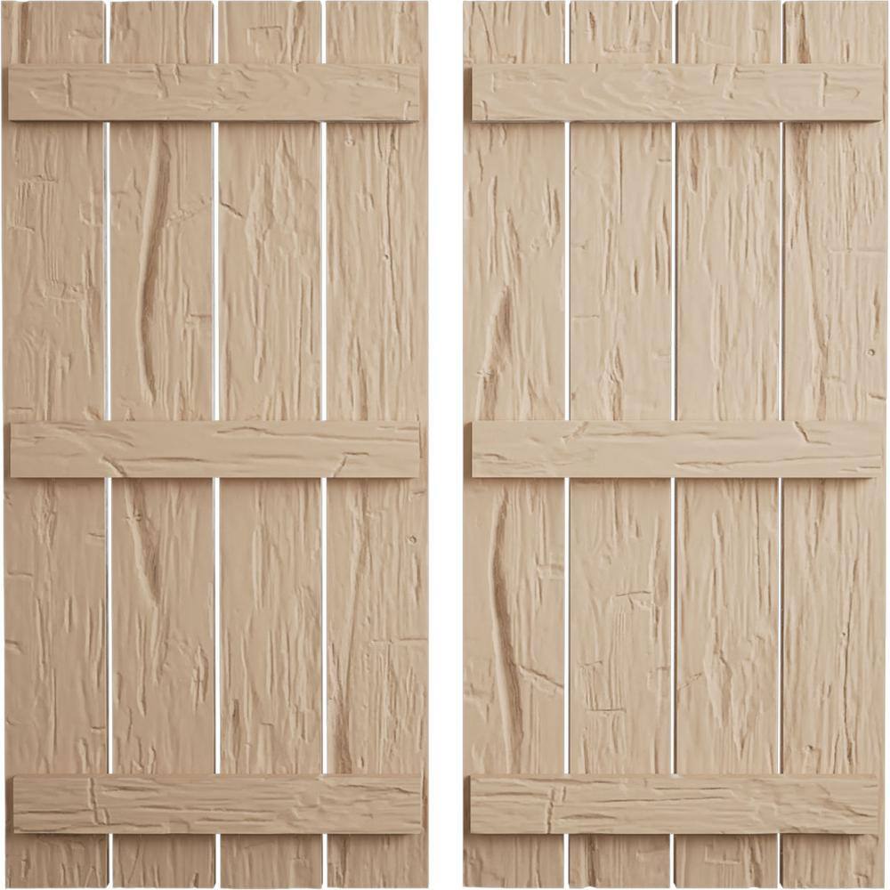 23.5 in. x 82 in. Timberthane Polyurethane 4-Board Spaced Board-n-Batten Hand Hewn Faux Wood Shutters Pair price history on PriceWatchPro