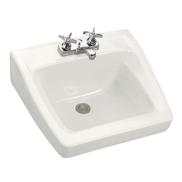 Kohler Chesapeake Wall Mount Vitreous China Bathroom Sink In White With Overflow Drain K 1728 0 - Wall Mount Bathroom Sink Home Depot