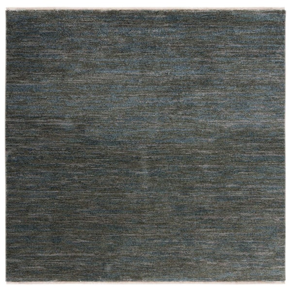 Lasa 7 ft. x 7 ft. Green/Gold Distressed Striped Square Area Rug