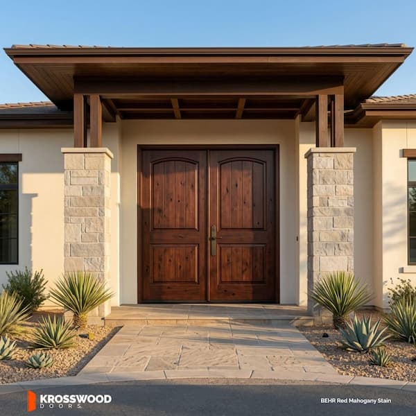 Krosswood Doors 64 in. x 80 in. Rustic Knotty Alder Arch Top VG